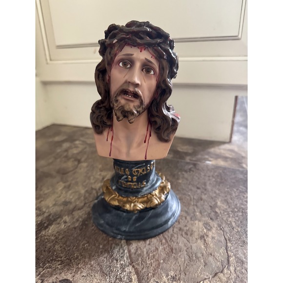Antique Jesus Christ Religious Bust Made in Spain Statue Decor HTF Collectible - Picture 1 of 9